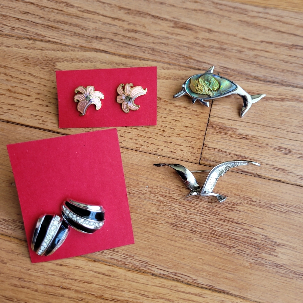 Earrings and Brooch Lot